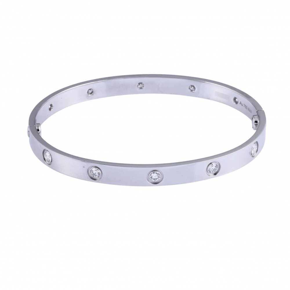 Cartier Love Full D/ Model Bracelet 18K White Gold Diamond B6040700