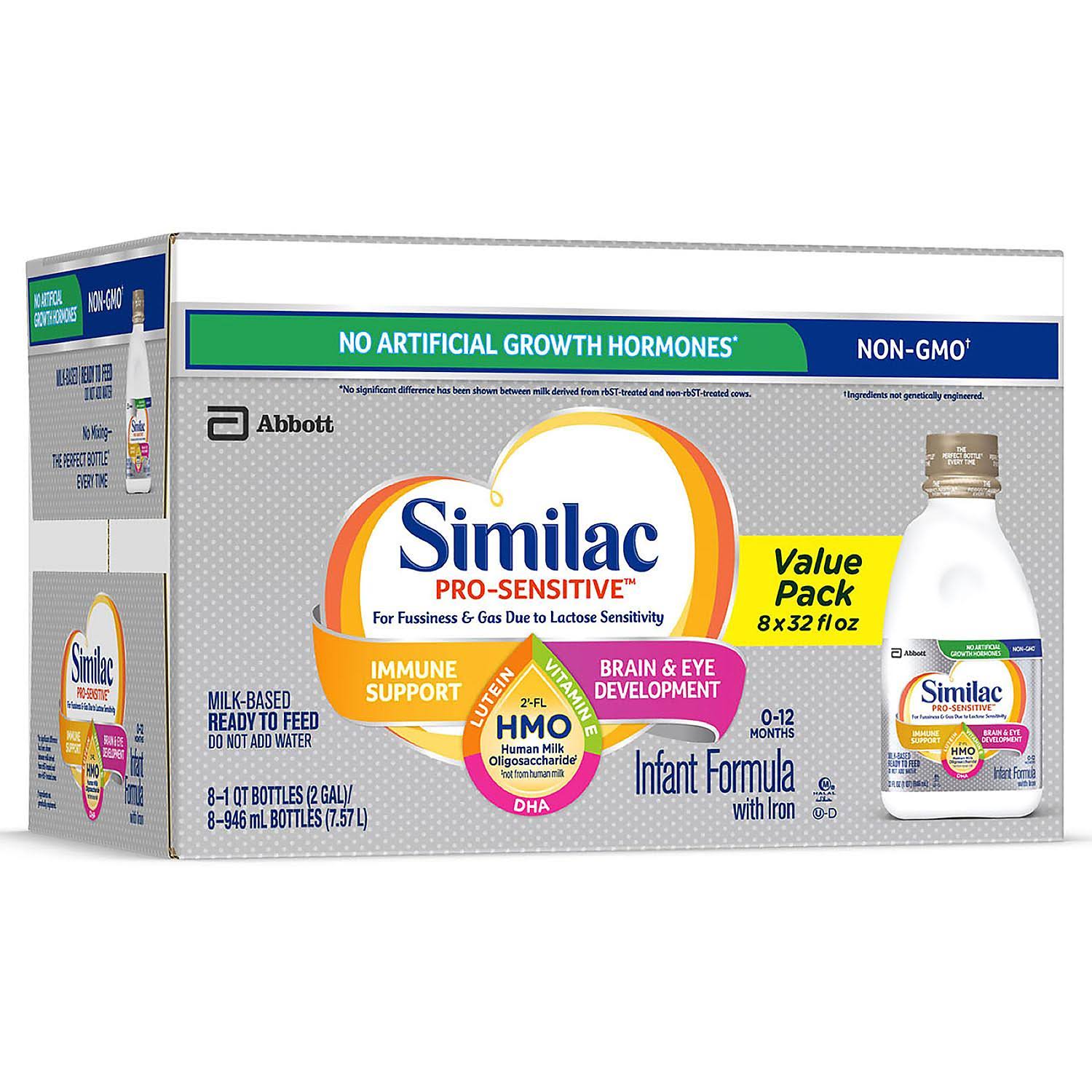 Similac Pro-Sensitive HMO Ready to Feed Infant Formula 32 fl oz, 8-Count