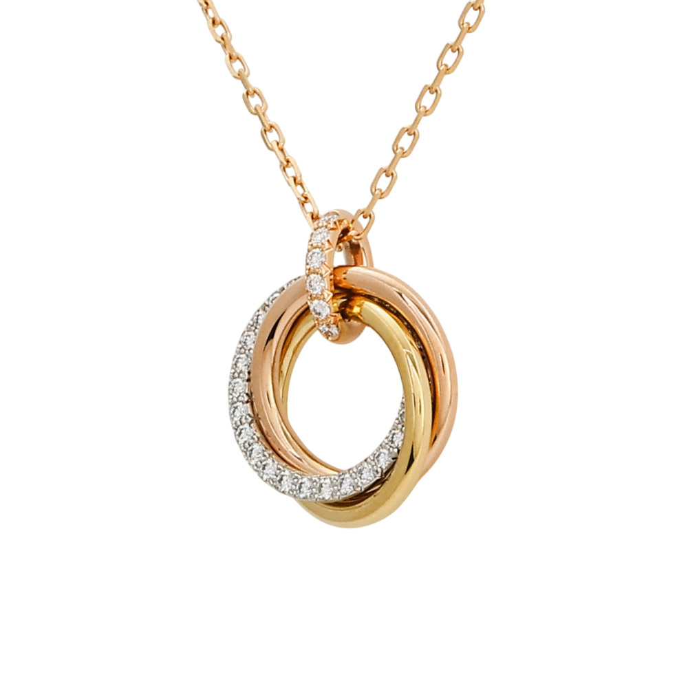 Cartier Trinity Necklace Tri-Gold Diamond B7224586