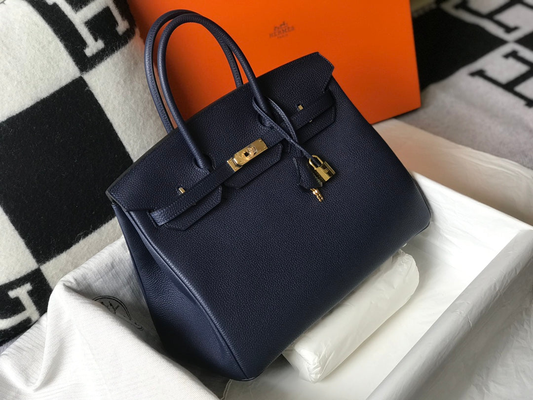 Hermes Birkin 35Cm Navy Togo Leather Gold Hardware