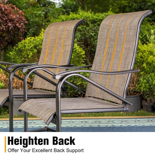 7Piece Patio Dining Sets ,6 Textilene Fabirc Chairs and 1 Metal Table with 2.1'' Umbrella Hole