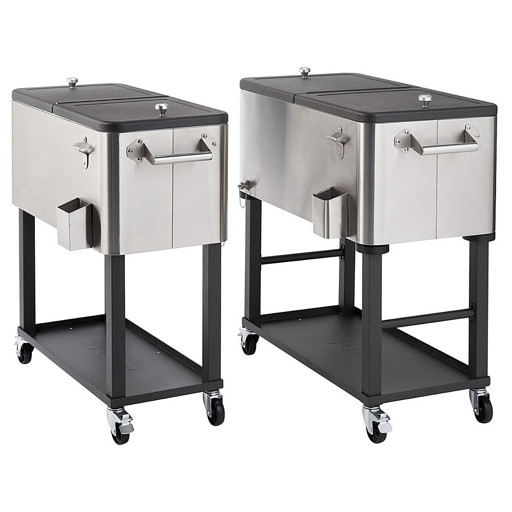TRINITY | 80 Quart Stainless Steel Cooler | w/ Shelf - Stainless Steel, Black