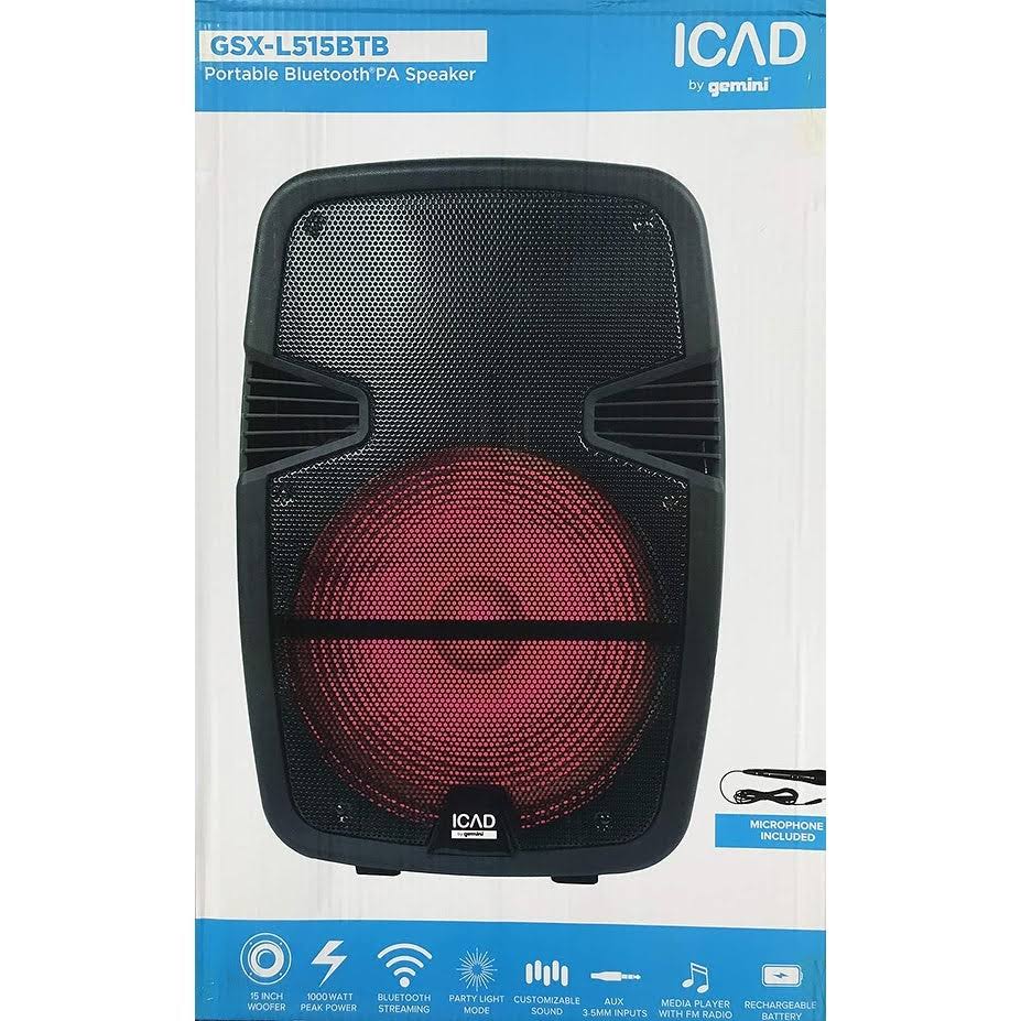 Gemini GSX-L515BTB Wireless, Bluetooth 15x22 Speaker