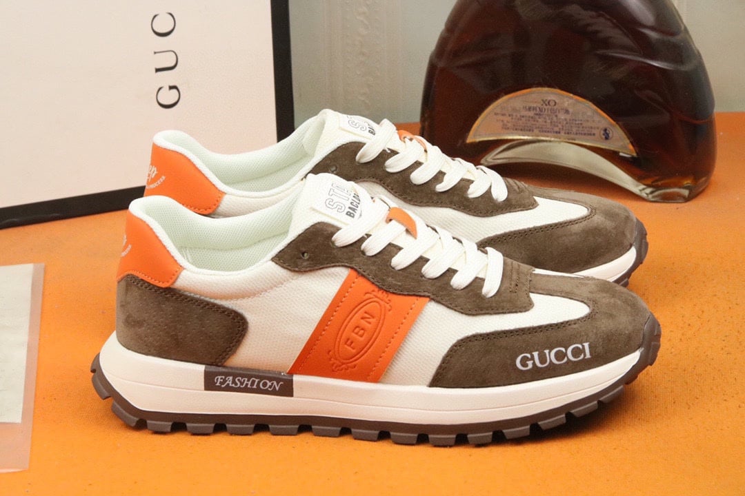 Gucci Men’S Sneaker Low Top Brown And Orange