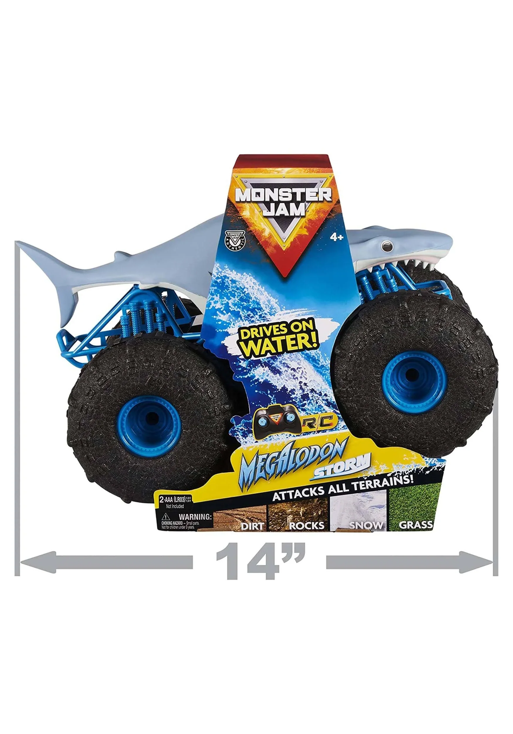 Monster Jam Official Megalodon Storm All-Terrain Remote Control Monster Truck