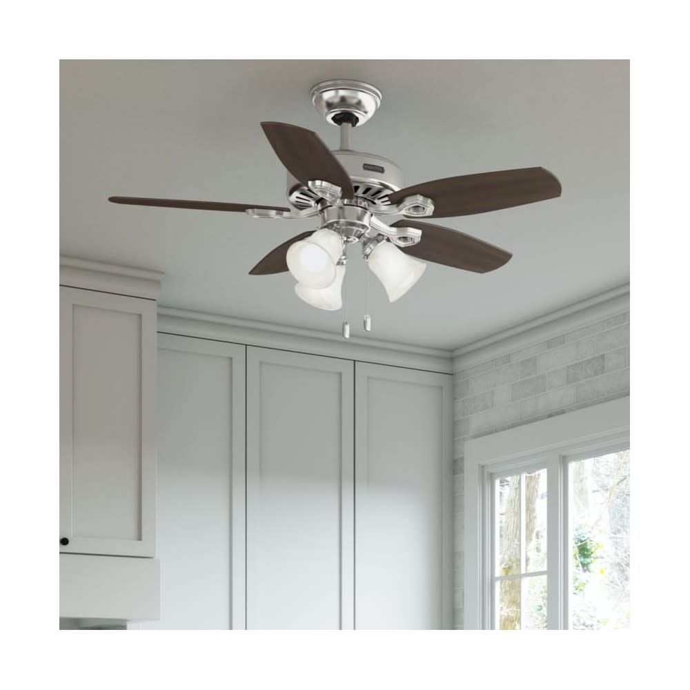 Hunter Builder Ceiling Fan 42 Brushed Nickel Brazilian Cherry;
