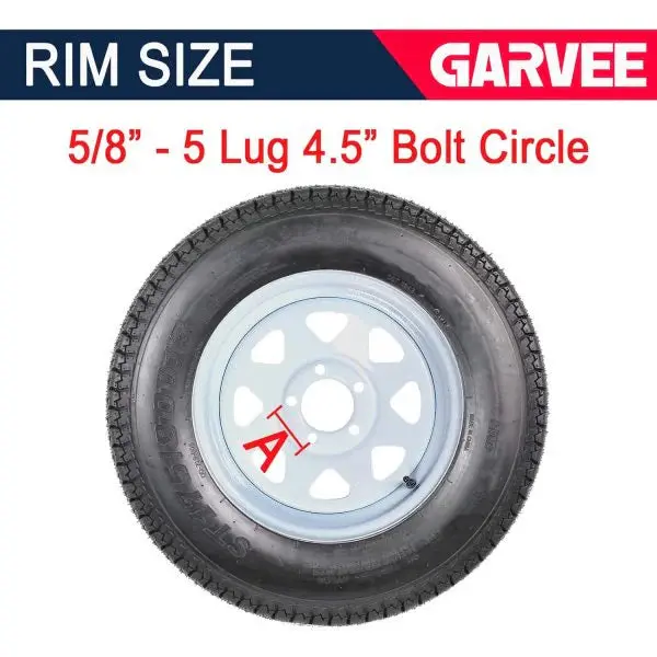Set of Two 175/80-13 Trailer Tire & Wheel Assemblies — 5-Lug White Spoke Rims, Load Range C, 6PR Construction