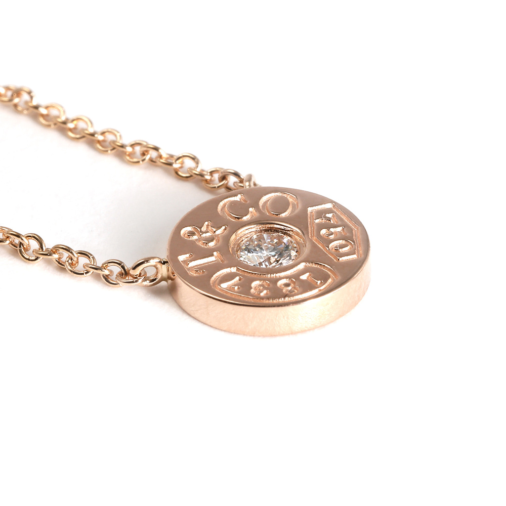 Tiffany & Co. 1837 Circle Necklace 18K Rose Gold Diamond