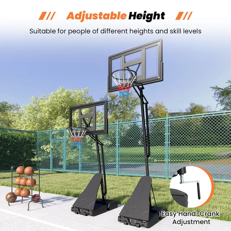Tool-Free Adjustable Outdoor Basketball Goal – Height Range: 7.7 to 10 Feet