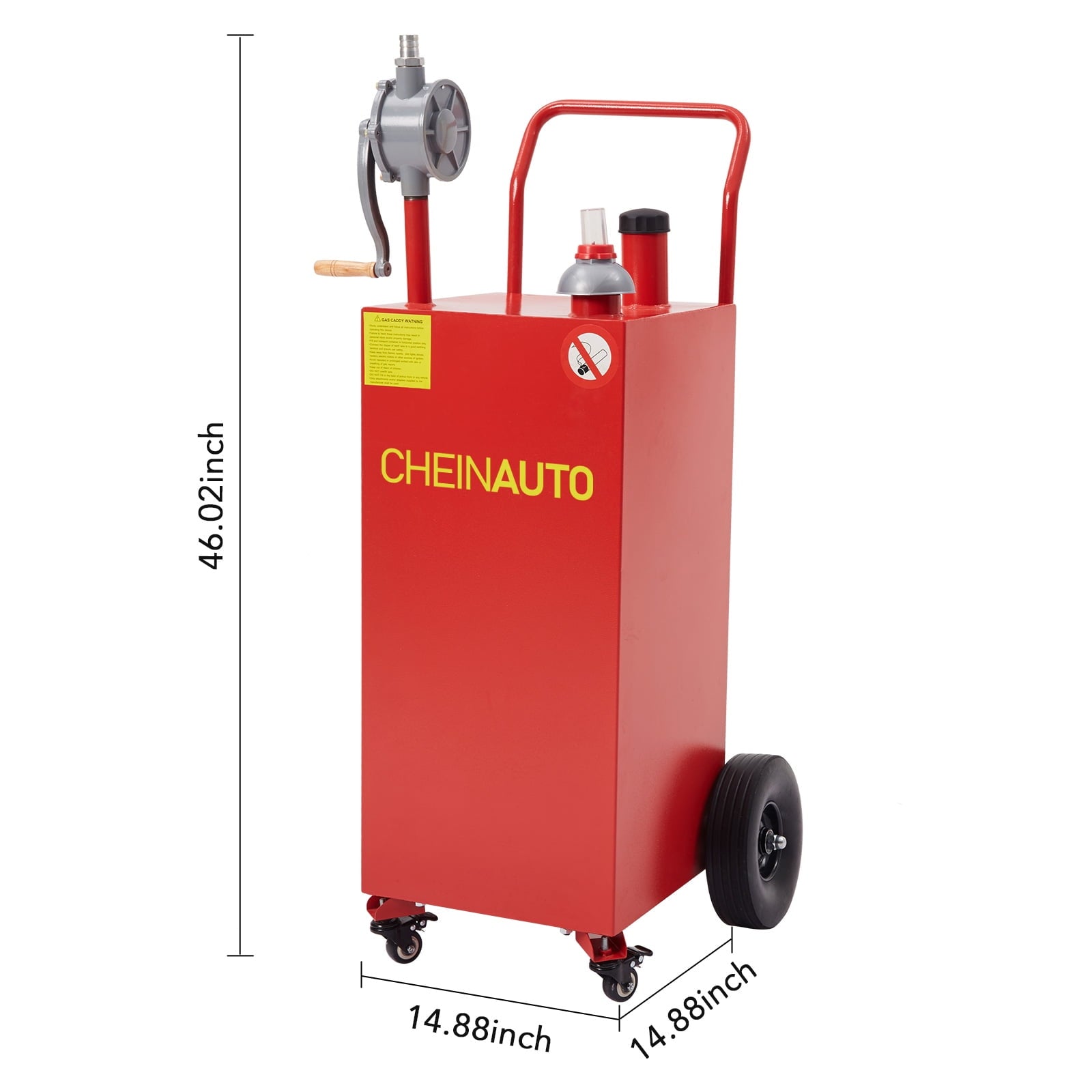Gas Caddy, 35 Gallon Fuel Transfer Tanks with Casters & Wheels Portable Fuel Storage Tank for Cars, Boats, Lawn Mowers