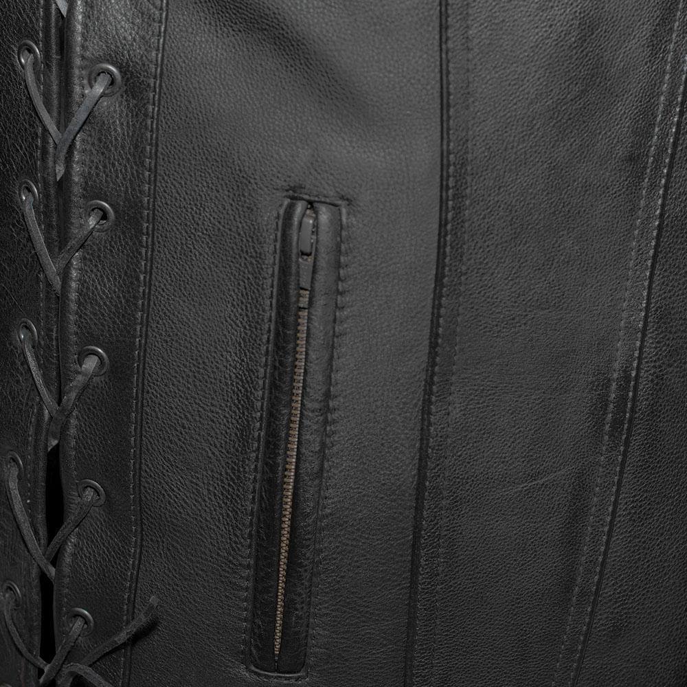 Gambler - Men&s Leather Motorcycle Vest 4XL / Black