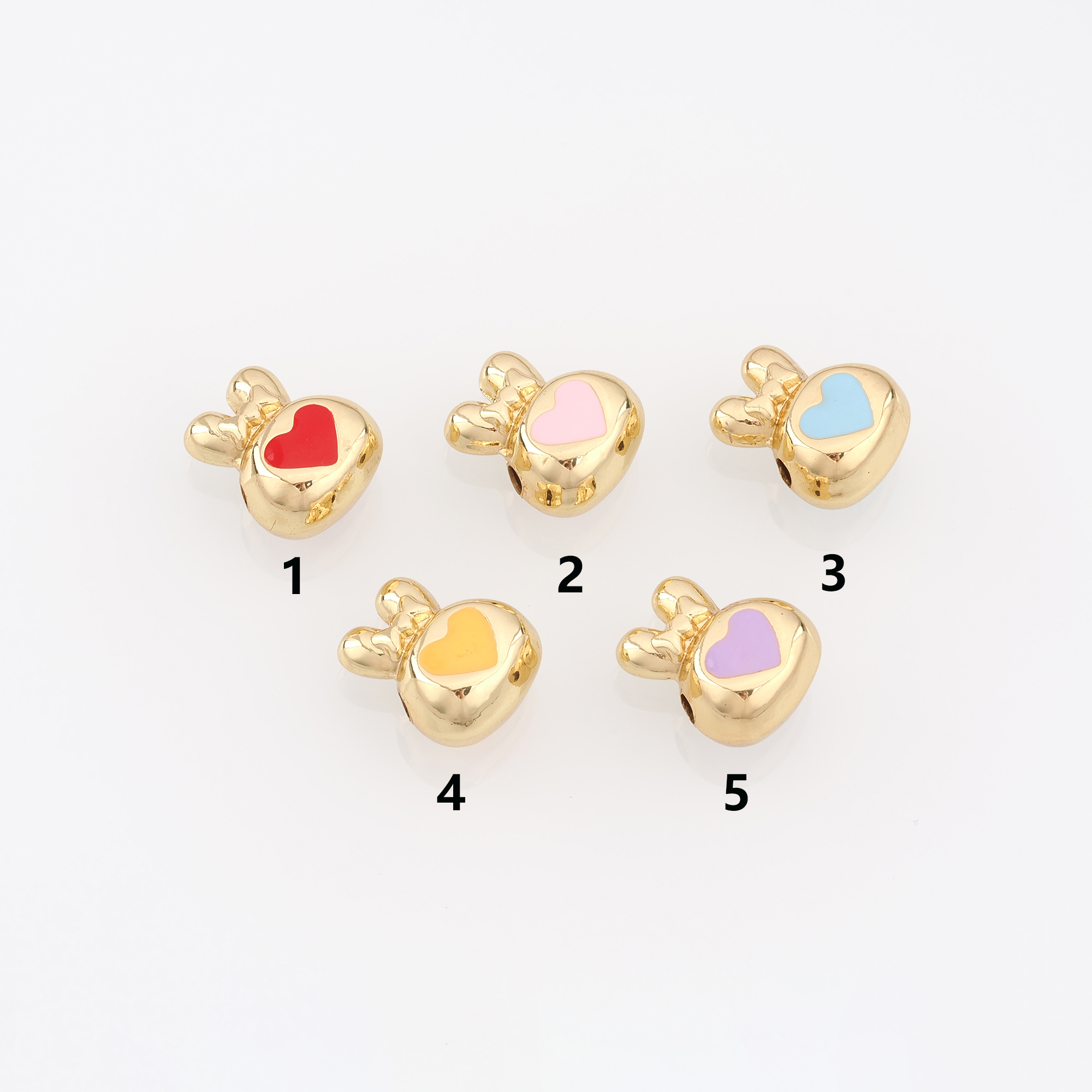 18K Gold Filled Rabbit Spacer Beads,Enamel Animal Charm,Benedict Bead for Bracelet Jewelry Necklace Making Supply