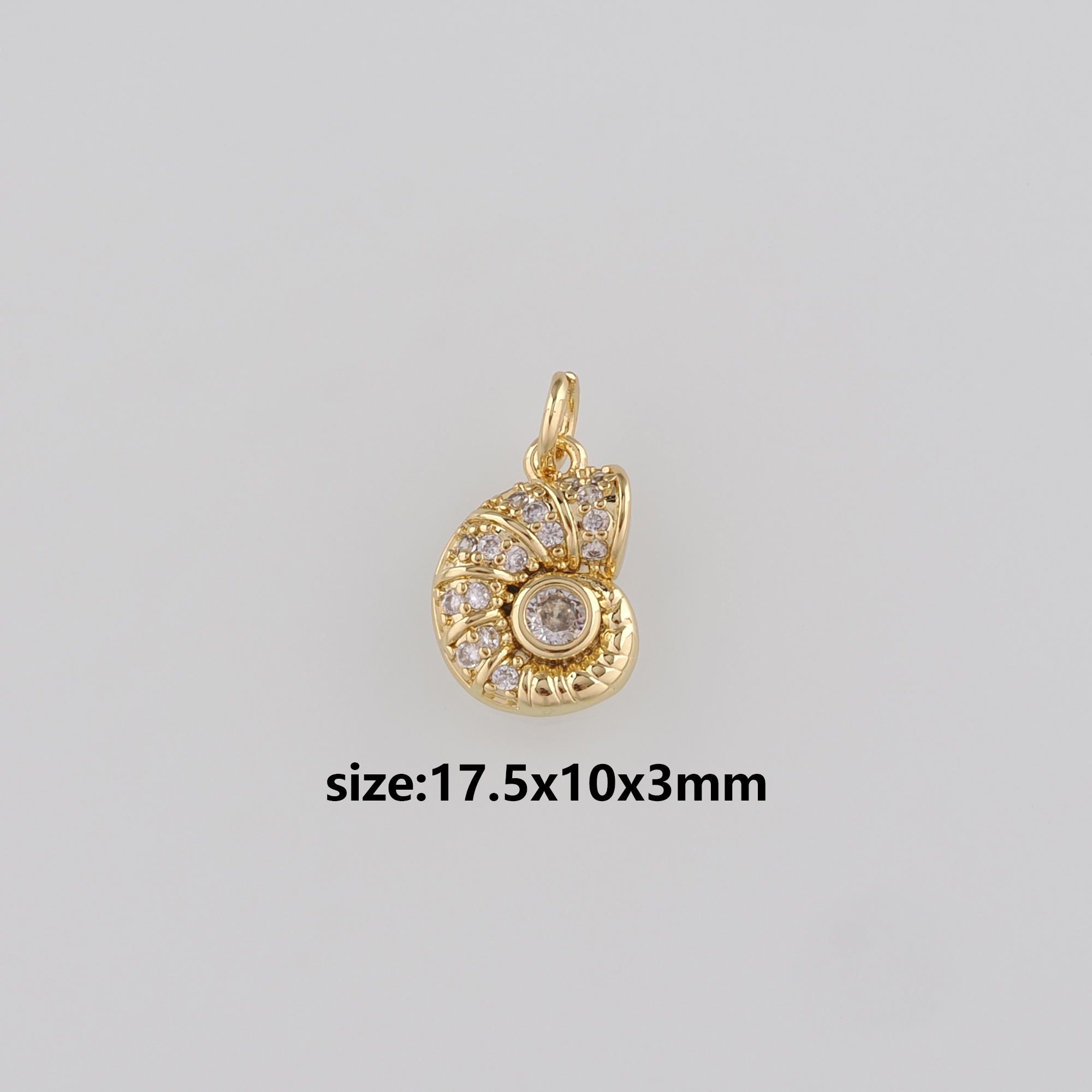 18K Gold Filled Conch Shell Pendant,CZ Micro Pave Ocean Shell Charm Earrings Necklace for DIY Jewelry Making Supply