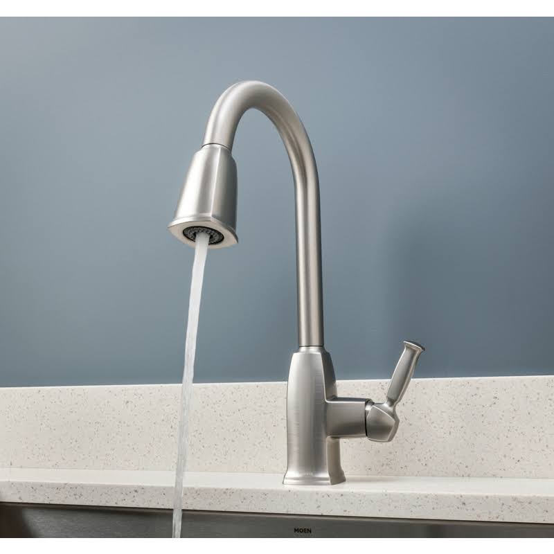 Moen Wellsley One Handle Stainless Steel Pulldown Kitchen Faucet