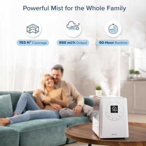 Smart Warm and Cool Mist Humidifiers for Home Bedroom Large Room, (6L) 753ft2 Coverage, Quickly & Evenly Humidify Whole House, Easy Top Fill, App & Voice Control – Quiet Sleep Mode