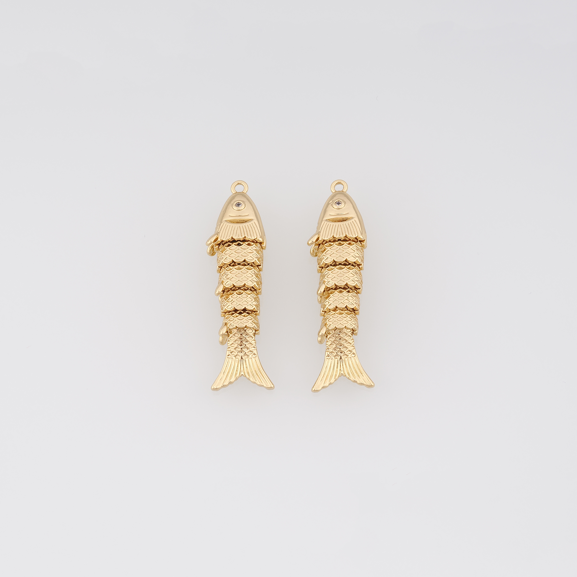 18K Gold Filled Fish Pendant,Ocean Fish Charm Earrings Necklace for DIY Jewelry Making Supply