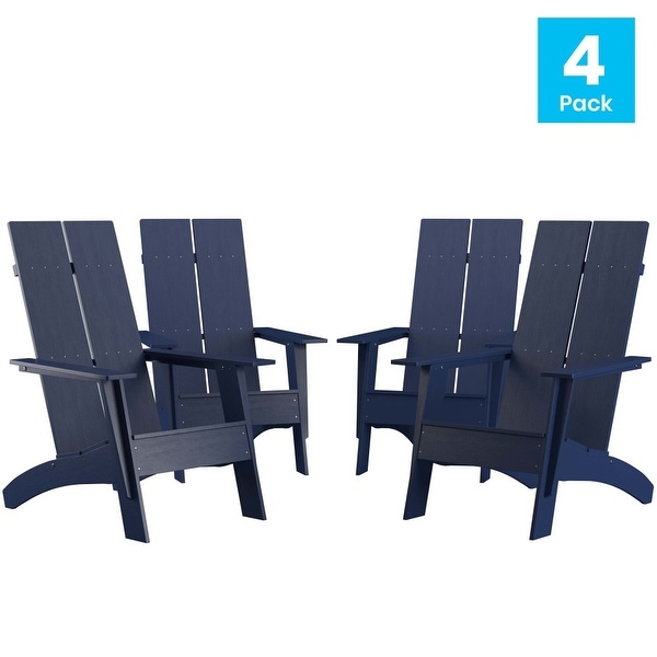 Modern Dual Slat Back Adirondack Style Chairs,Set of 4