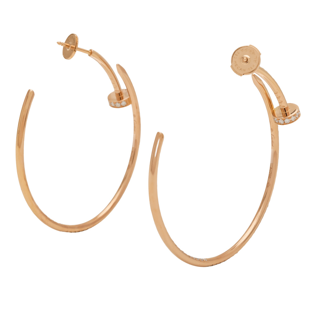 Cartier Juste un Clou Hoop Pavé Setting Earrings 18K Rose Gold N8515009