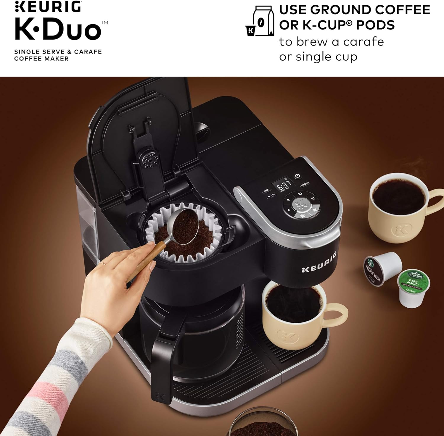 Duo Single Serve K-Cup Pod & Carafe Coffee Maker, Black