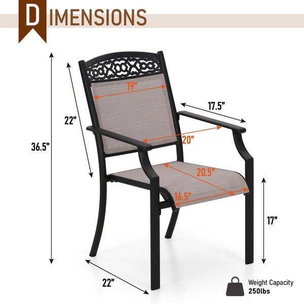 5Piece Patio Dining Sets,4 Swivel chair with Alu Frame and Breathable Textilene Sling Fabric and 1 Round Metal Table