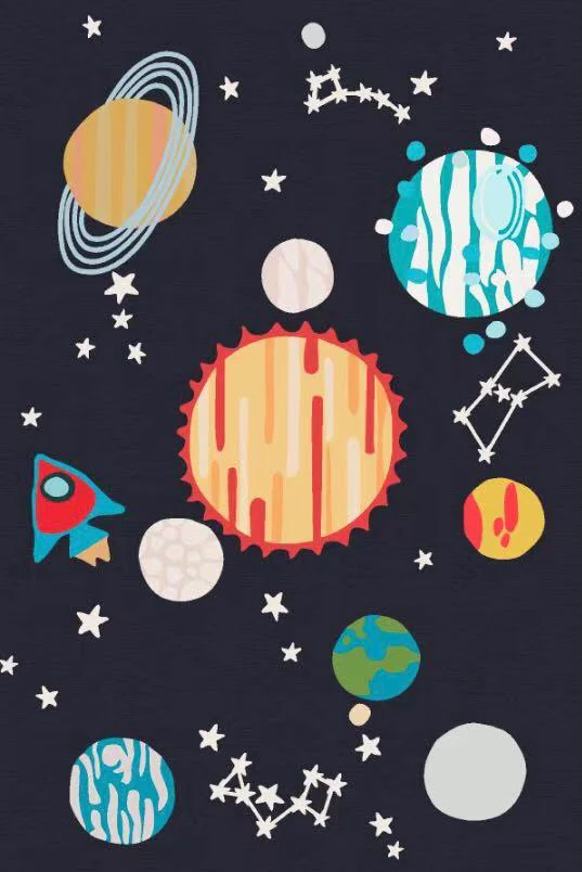CP027 - Universe Deep Blue Planet Carpet Universe Trend Living Room Study Room Carpet Children's Room Game Blanket Bedside Carpet