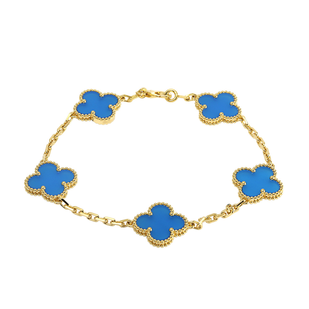 Van Cleef & Arpels Vintage Alhambra Bracelet 18K Yellow Gold Agate VCARP34900