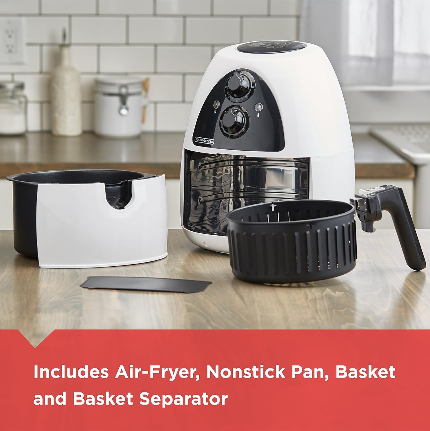 2L Compact Air Fryer 1500W Dual Convection Fans Nonstick Dishwasher Safe White