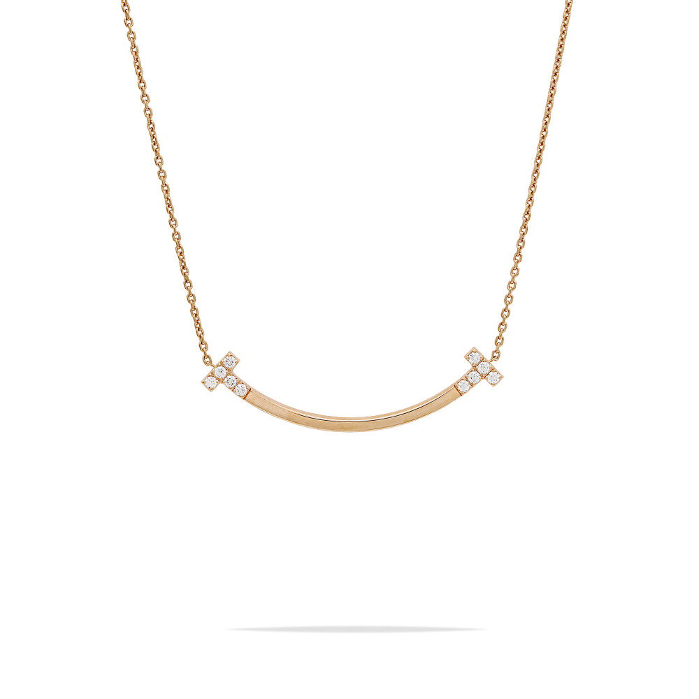 Tiffany & Co. Tiffany T Smile Necklace 18K Rose Gold Diamond 74957218