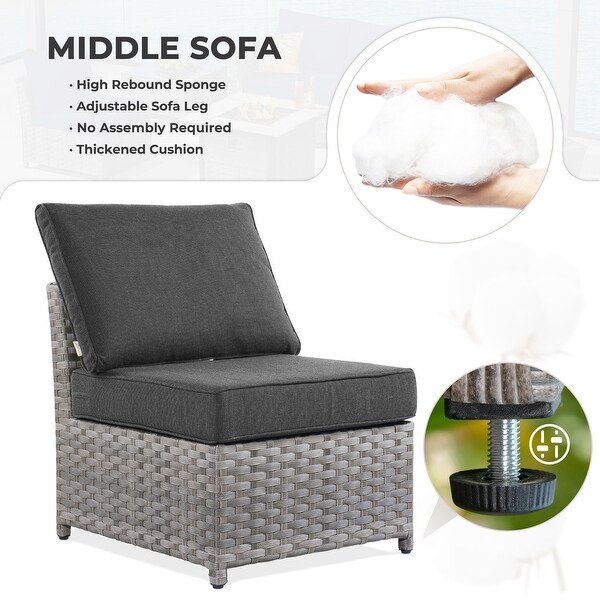 OVIOS 6Piece Patio Grey Wicker Conversation Set