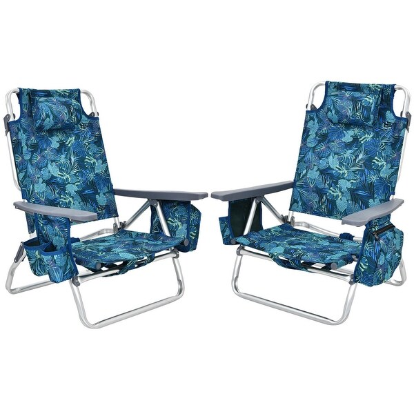 Gymax 2PCS Folding Backpack Beach Chair Reclining Camping Chair