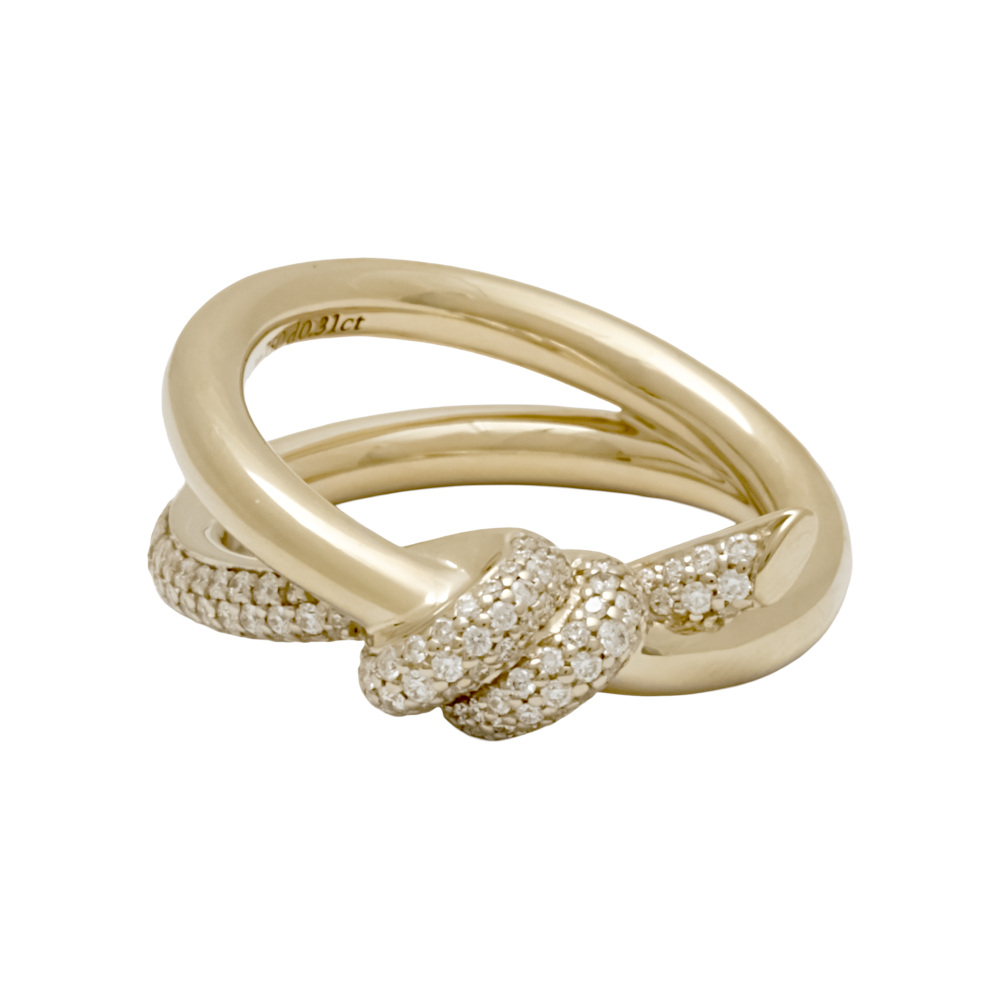 Tiffany & Co. Knot Double Row Ring 18K Yellow Gold Diamond 69346642