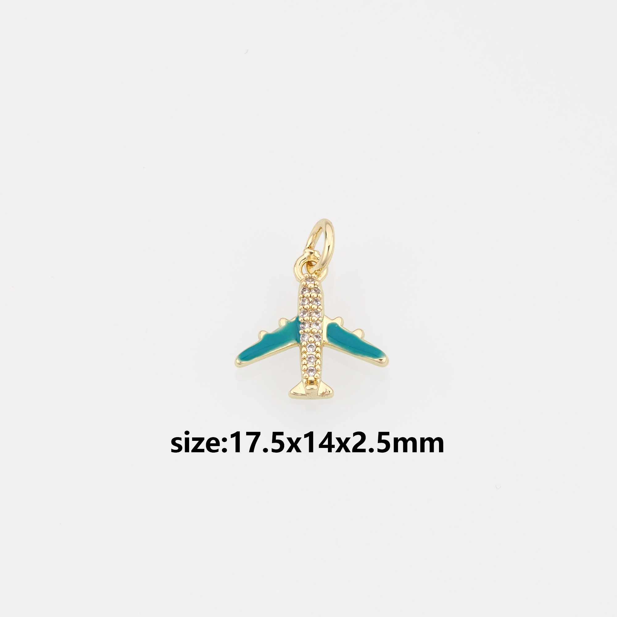 18K Gold Filled Airplane Pendant,Enamel Airplane Charm Earrings Necklace for DIY Jewelry Making Supply