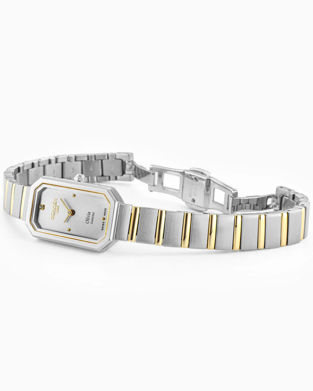 Olivia Diamond 18x29 mm Quartz Two-Hand Silver Dial Two-Tone Bracelet Sapphire glass Stainless Steel swiss watch