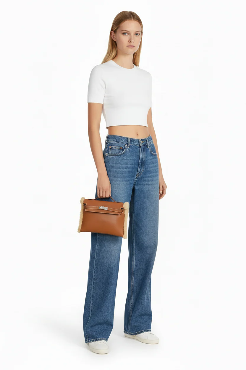 Hermès Teddy Kelly Clutch Barenia Mouton Shearling Palladium Hardware