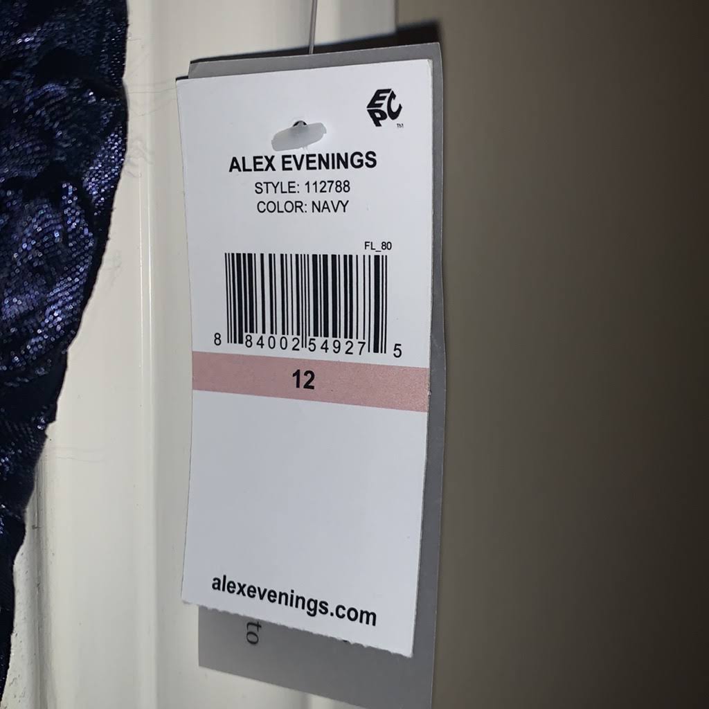 Alex Evenings Rosette A-Line Gown - 12 / Navy