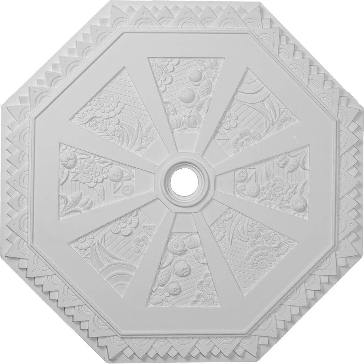 29 1/8x22OD x 2 1/4x22ID x 1 1/8x22P Spring Octagonal Ceiling Medallion (Fits Canopies Up to 3x22), Hand-Painted Warm Silver