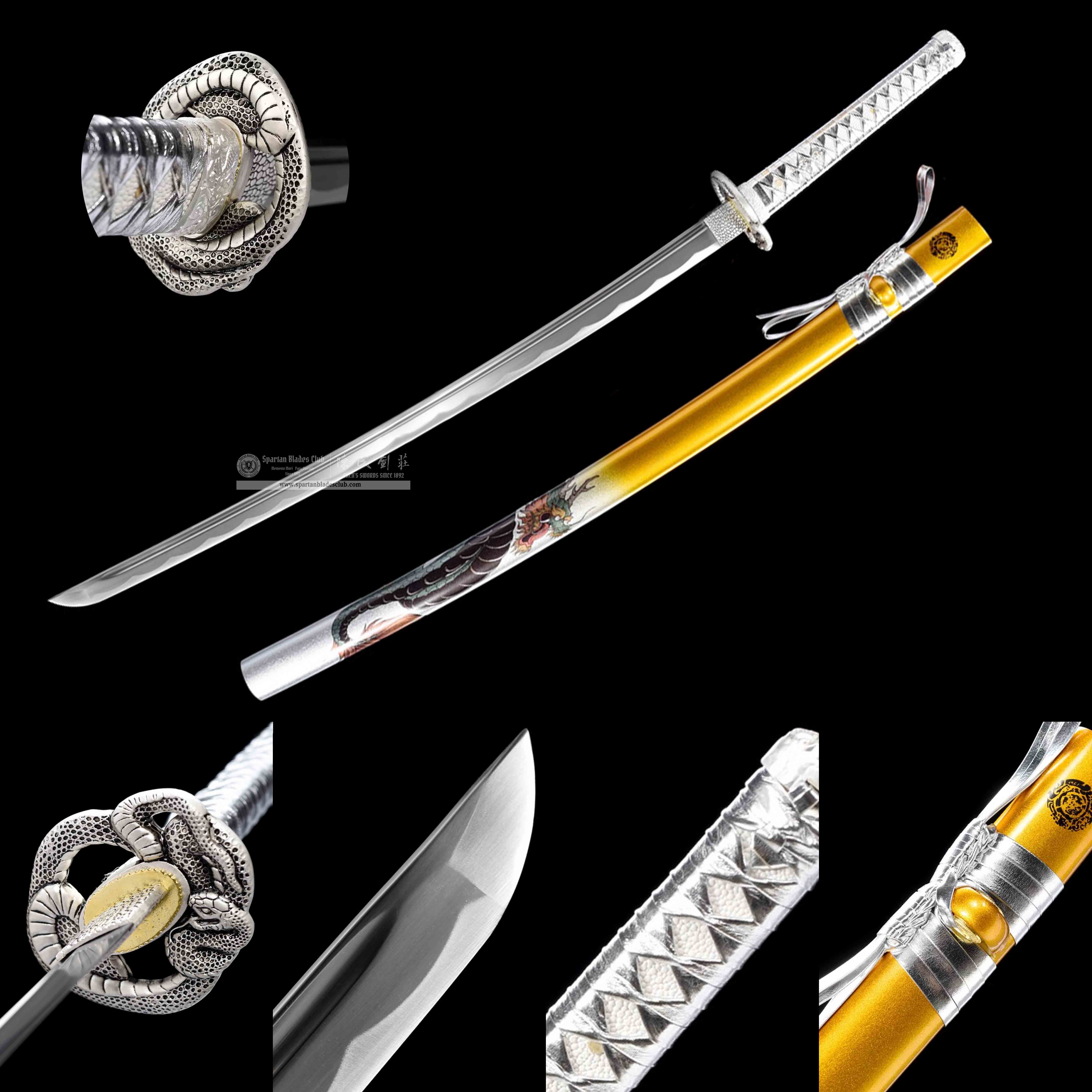 HW45 | Huangjinmang | Not Sharpened | Practice Sword | Katana | Carbon Steel | Golden | Snake | Full-tang | Spartan Blades Club | CHEN'S SWORDS 1892 - Spartan Blades Club - 陳氏劍莊1892