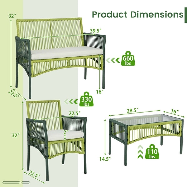 Costway 4PCS/8PCS Patio Round Wicker Conversation Set with Cushions