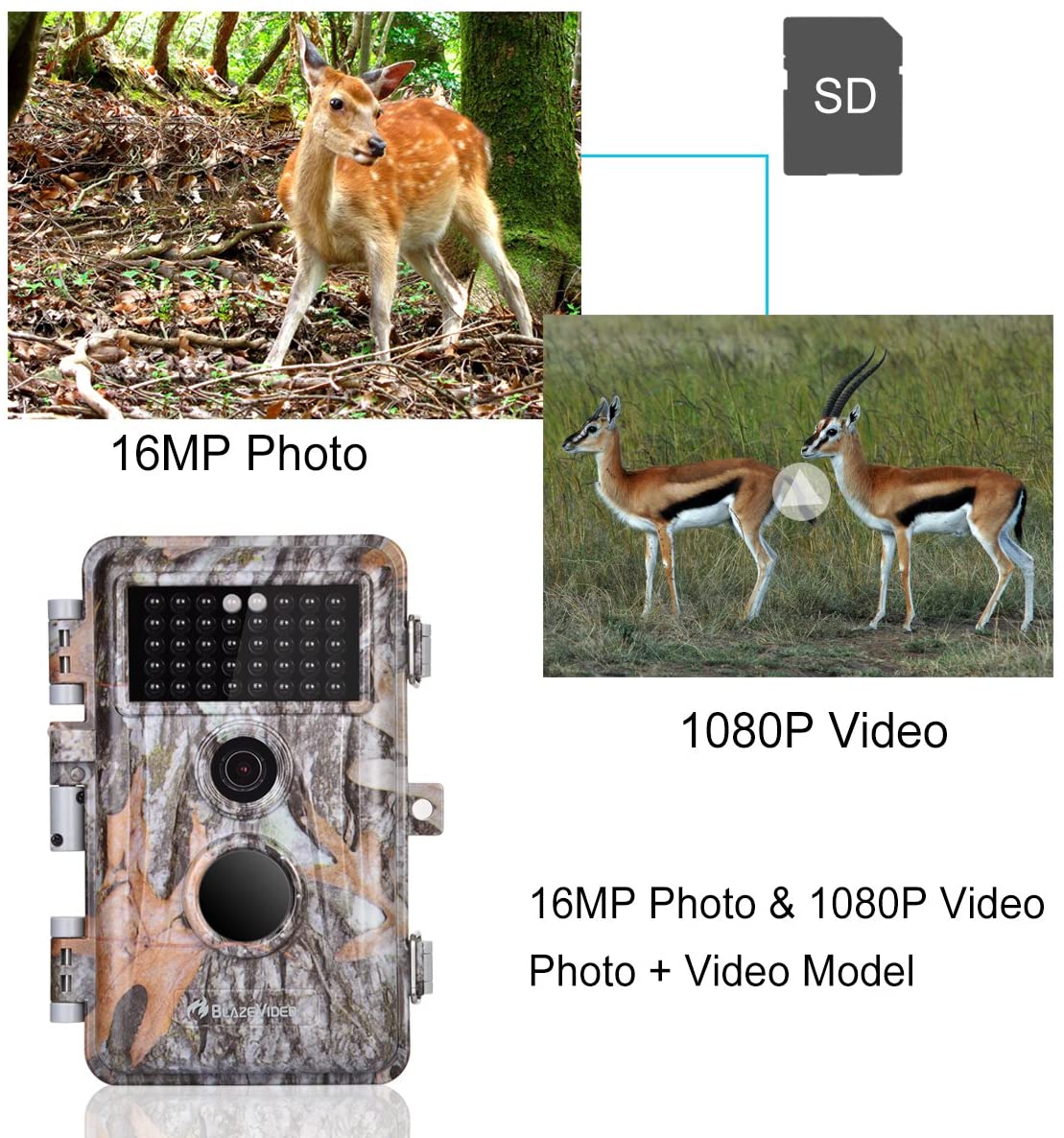 2026 5-Pack Game & Deer Trail Cameras 16MP 1920x1080P Video Hunting Wildlife Cams Time Lapse with Night Vision