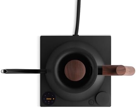 Electric Gooseneck Kettle – Pour-Over Coffee and Tea, Quick Heating, Precise Temperature Control, Scheduling, Built-in Brew Timer, Matte Black with Walnut Wood Handle, 0.9 Liter