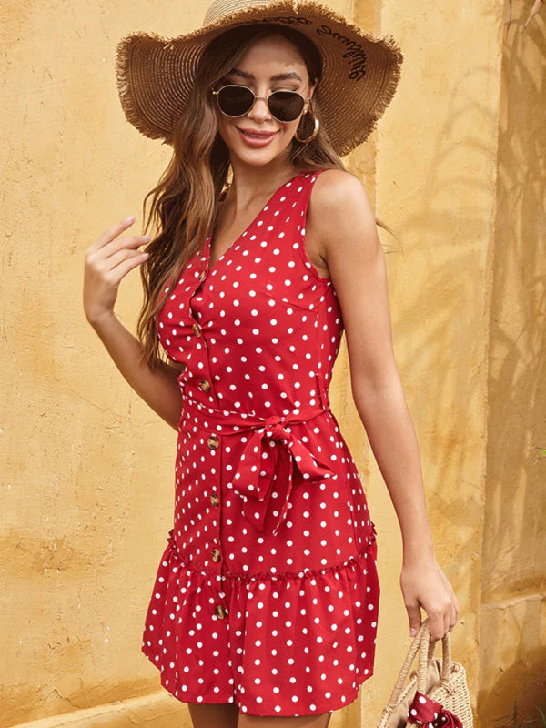 Polka Dot A-Line Tank DressClistos