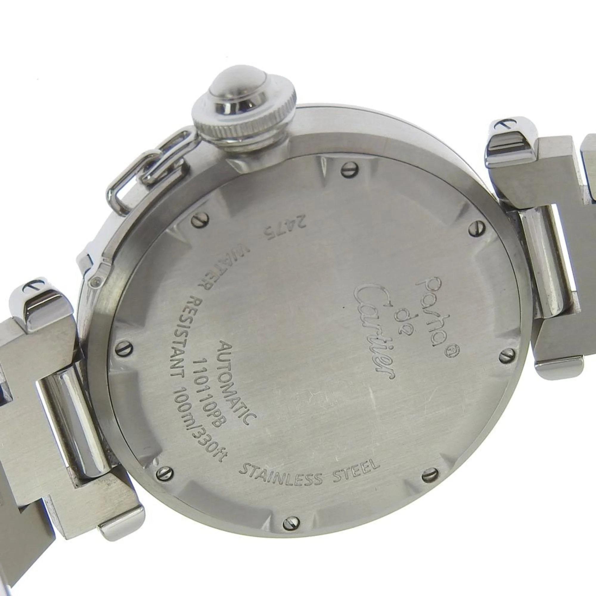 Pre-Owned CARTIER Cartier Pasha C Watch Big Date W31047M7 Stainless Steel Automatic Men's Navy Dial (Fair)