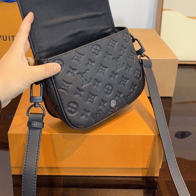 Louis Vuitton Saddle Messenger Bag Monogram Empreinte Black 8 Inches