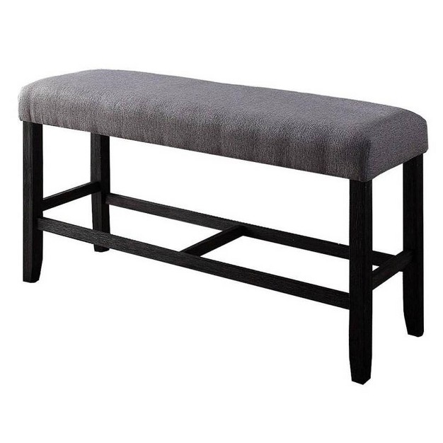 Yelena Fabric Counter Height Bench Weathered Espresso Acme Furniture