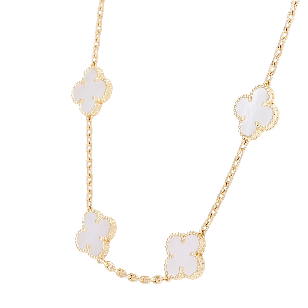 Van Cleef & Arpels Vintage Alhambra Necklace 20 Motifs 18K Yellow Gold Mother of Pearl VCARA42100