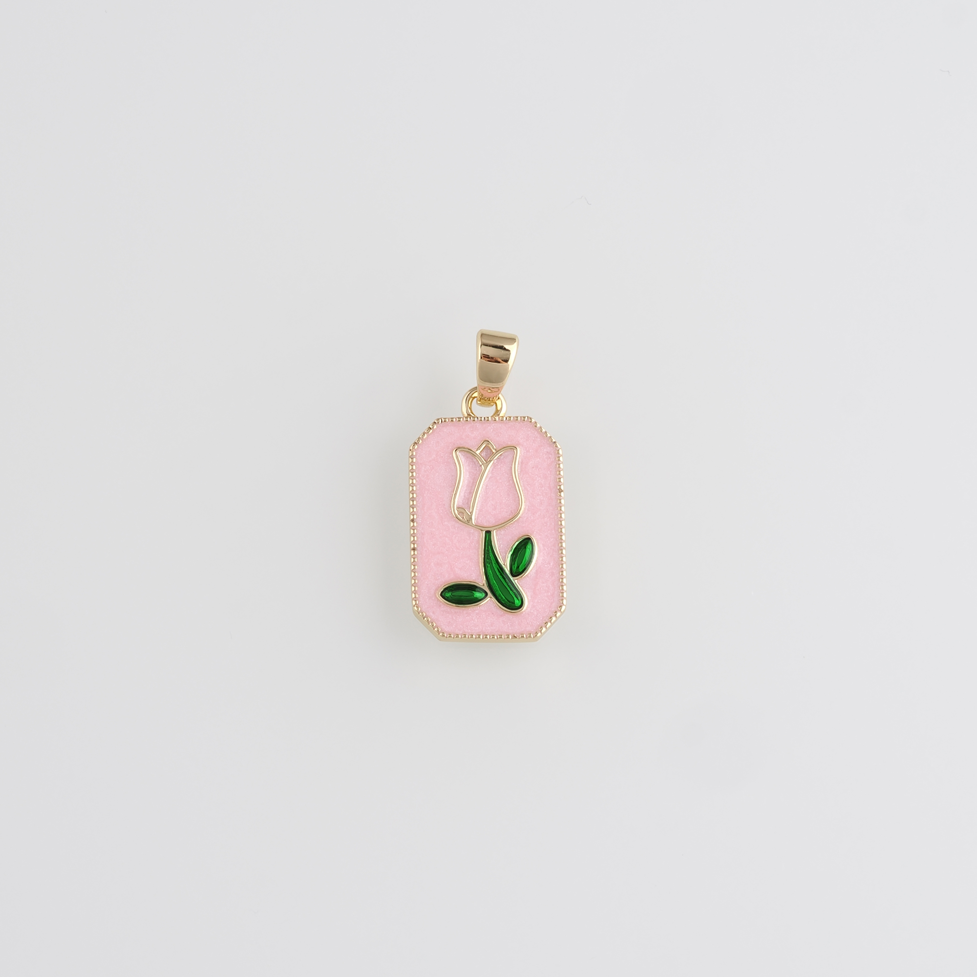18K Gold Filled Tulip Pendant,Flower Charm,Enamel Tulip Earrings Necklace for DIY Jewelry Making Supply