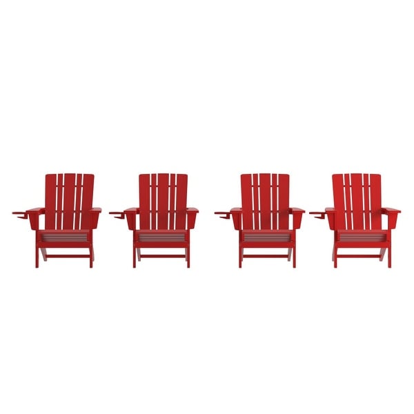Set of 4 Commercial AllWeather Adirondack Chairs with Cupholders