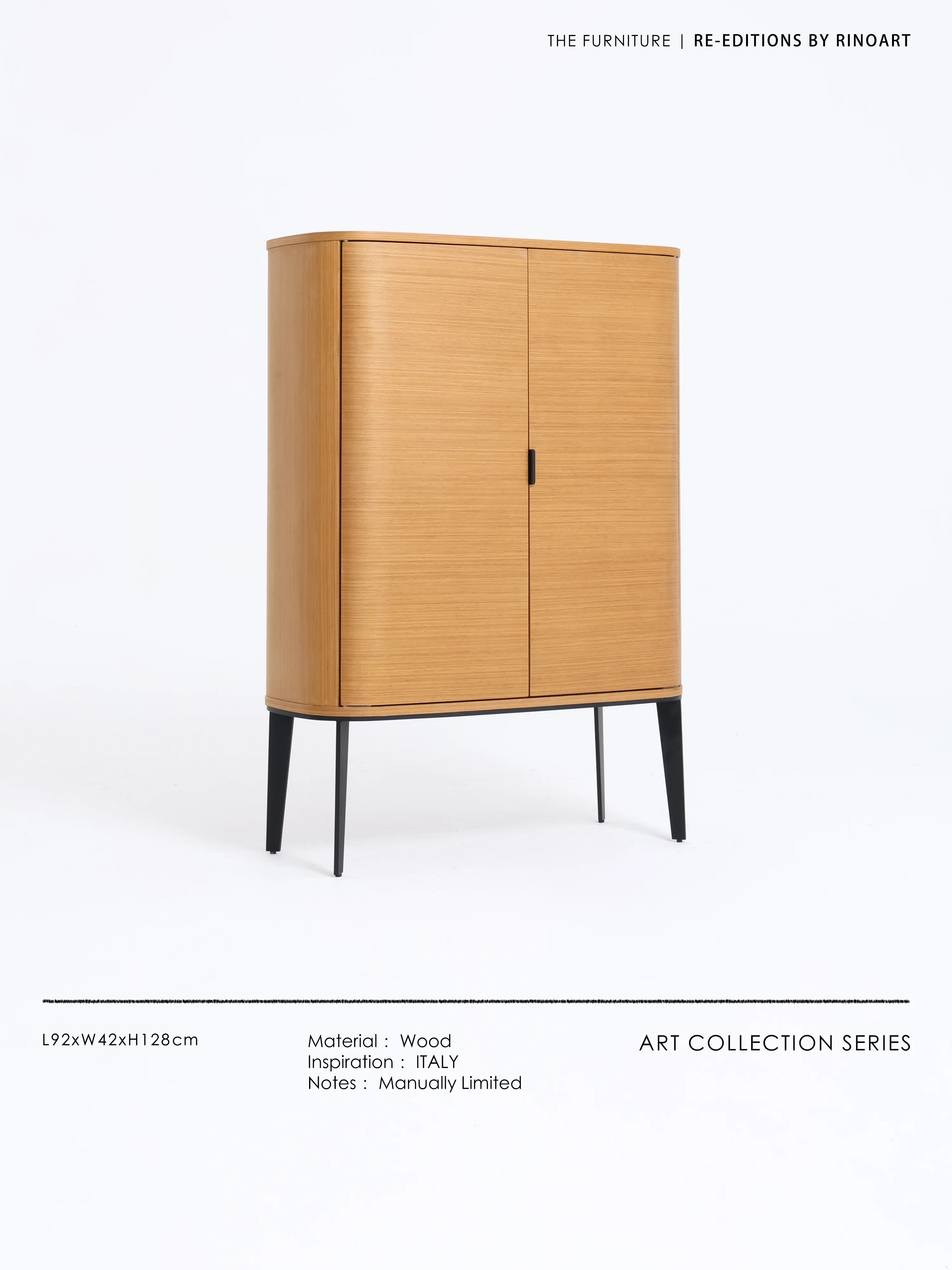 GA031 - ITALY Large Capacity Dining Side Cabinet Bar Cabinet! Golden Thread Wood Grain Curved Foyer Cabinet Living Room Storage Cabinet
