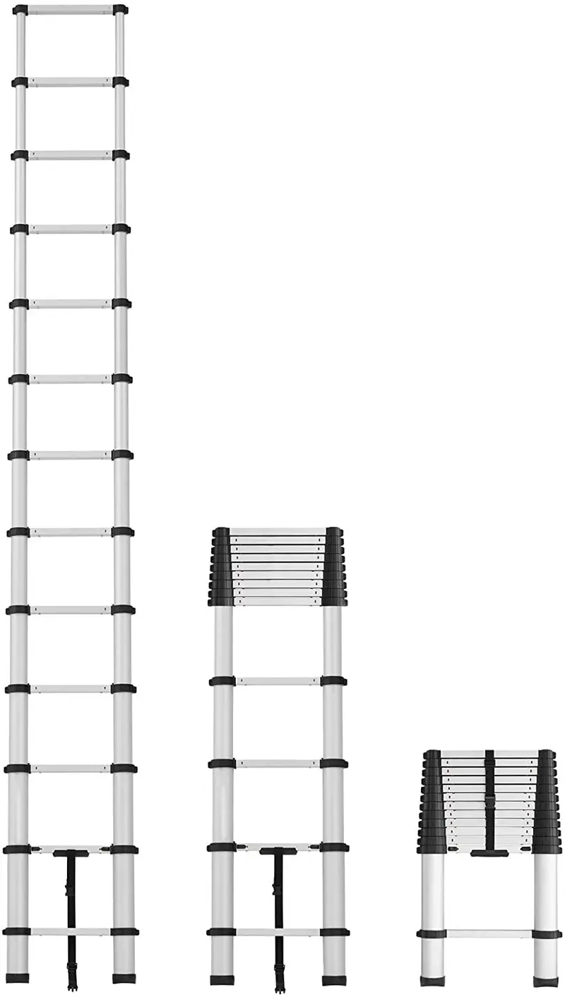 SmartClose Telescoping Aluminum Ladder – 12.5 ft Extended Height, 16 ft Max Reach, 300 lb Capacity, Pinch-Free Soft-Close Locking System
