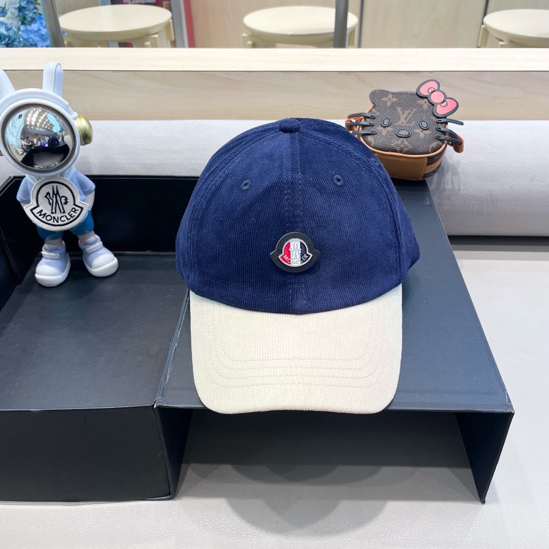 Moncler Color Block Corduroy Hard Top Baseball Cap - cnluxepick
